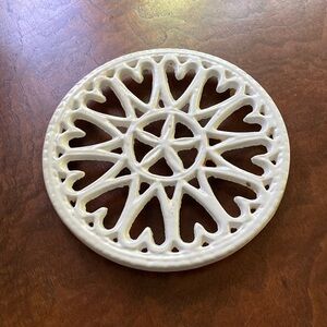 Enameled metal trivet Starfish and Hearts vintage 1994